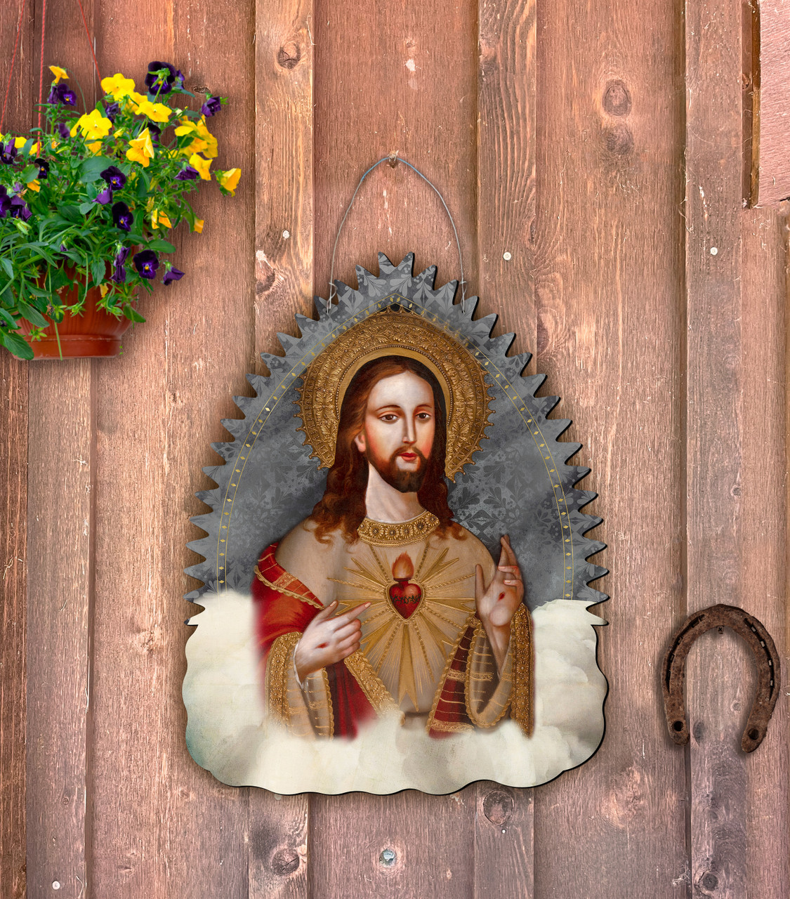 Spanish Sacred Heart Shrine Door Hanger