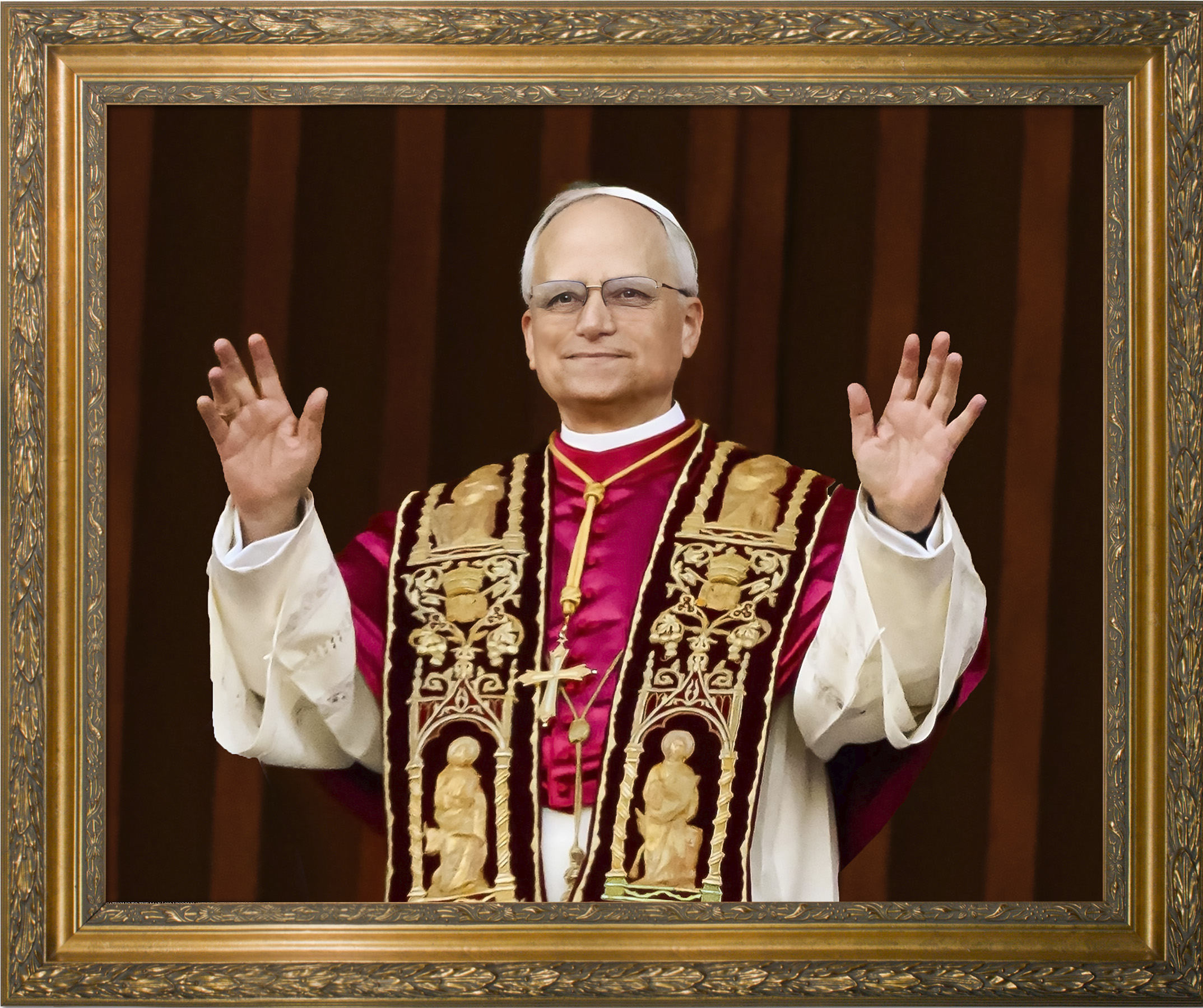Pope Leo XIV Extending Arms in Blessing Framed Art
