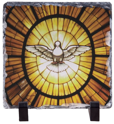 Stained Glass Dove Square Slate Tile