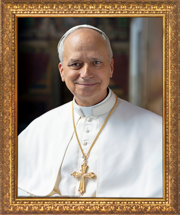 Pope Leo XIV Formal Portrait Ornate Gold Framed Art
