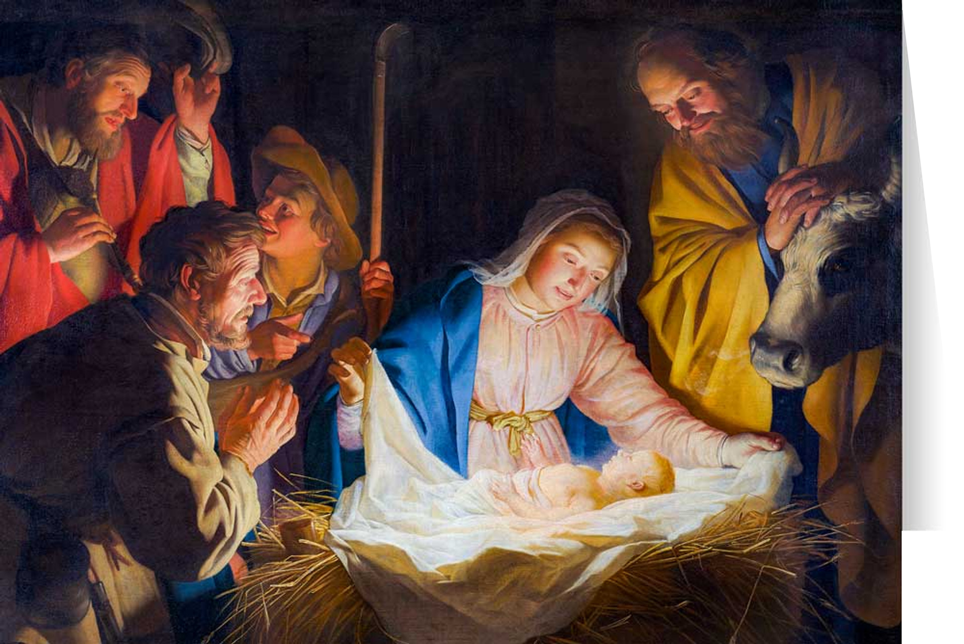 Adoration of the Shepherds by Gerard van Honthorst Christmas Cards (25 Cards)