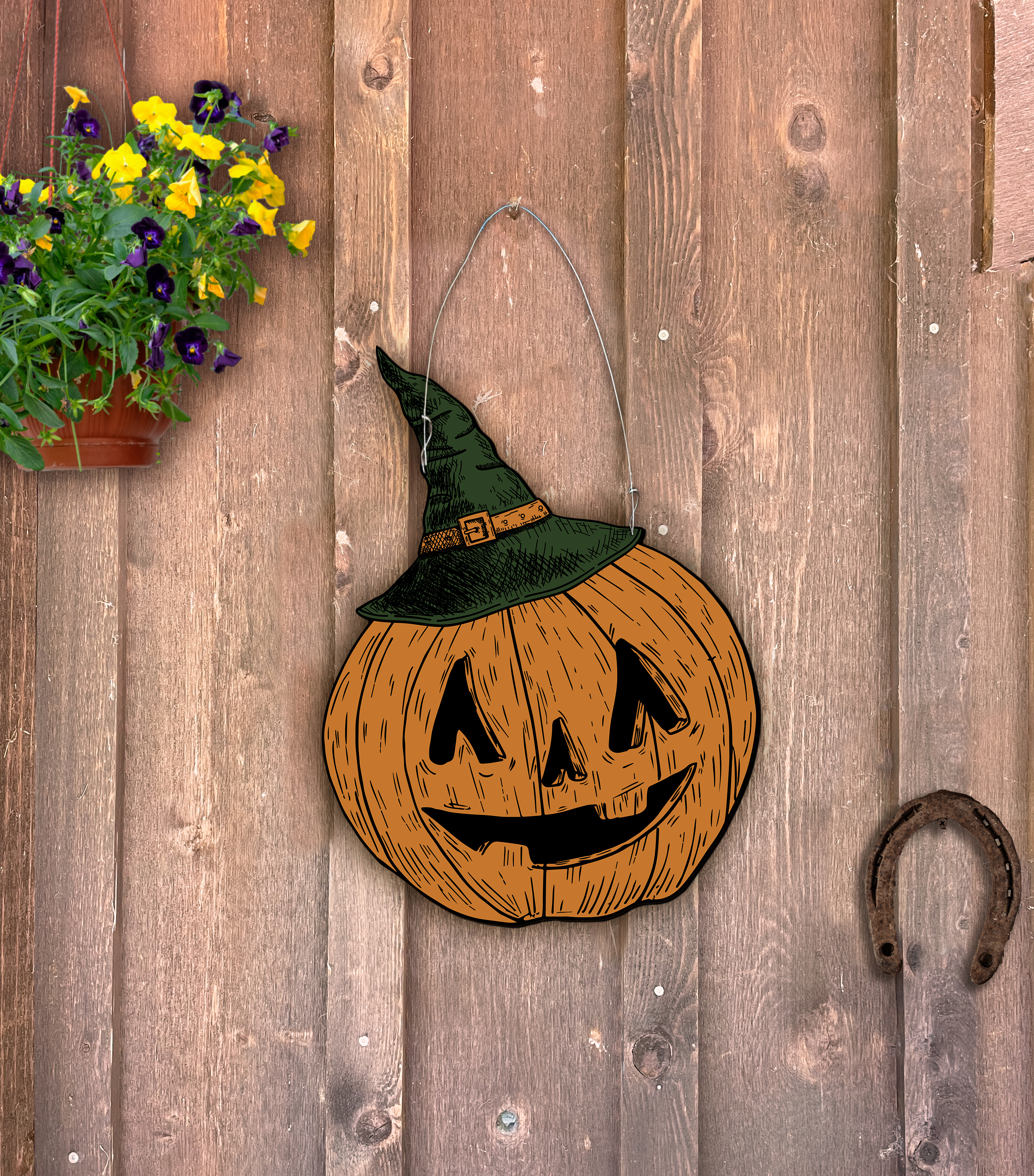 Outdoor Metal Art Witch Hat Jack o' Lantern