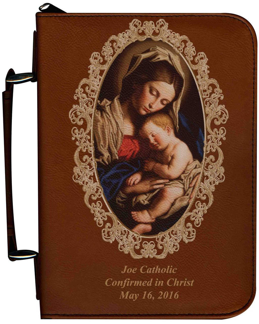 Bible Cover with Madonna and Her Child - Tawny