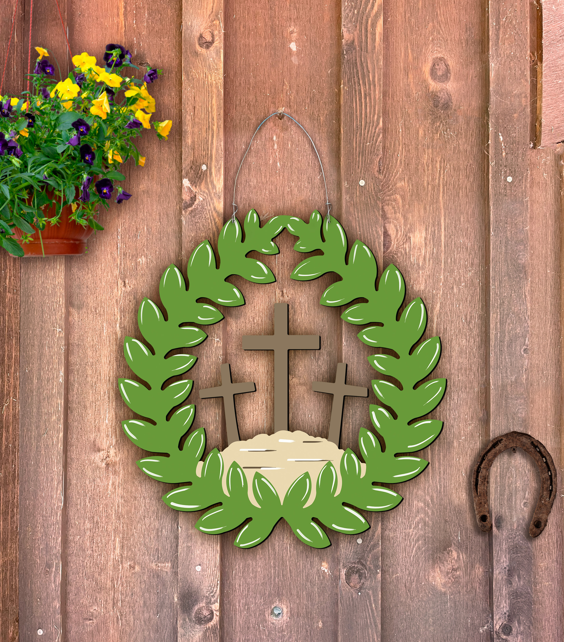 Outdoor Metal Art Easter Wreath
