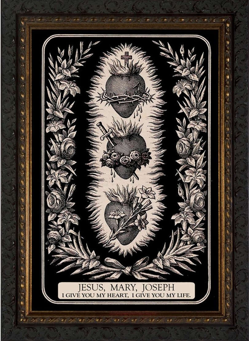 Three Hearts of the Holy Family - Ornate Dark Framed Art