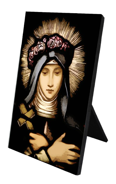 St. Rose of Lima Stained Glass Vertical Desk Plaque