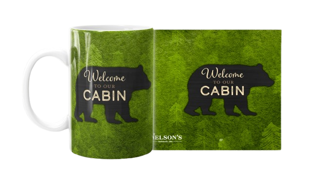 “Welcome to Our Cabin“ Bear Mug