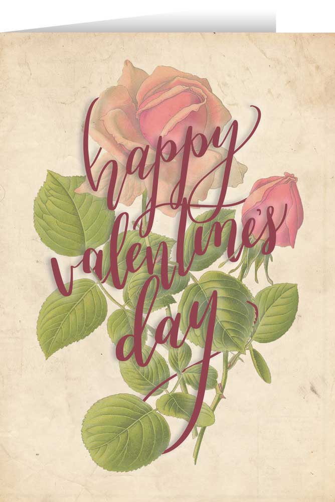 “Happy Valentine's Day“ Rose Valentine's Day Greeting Card