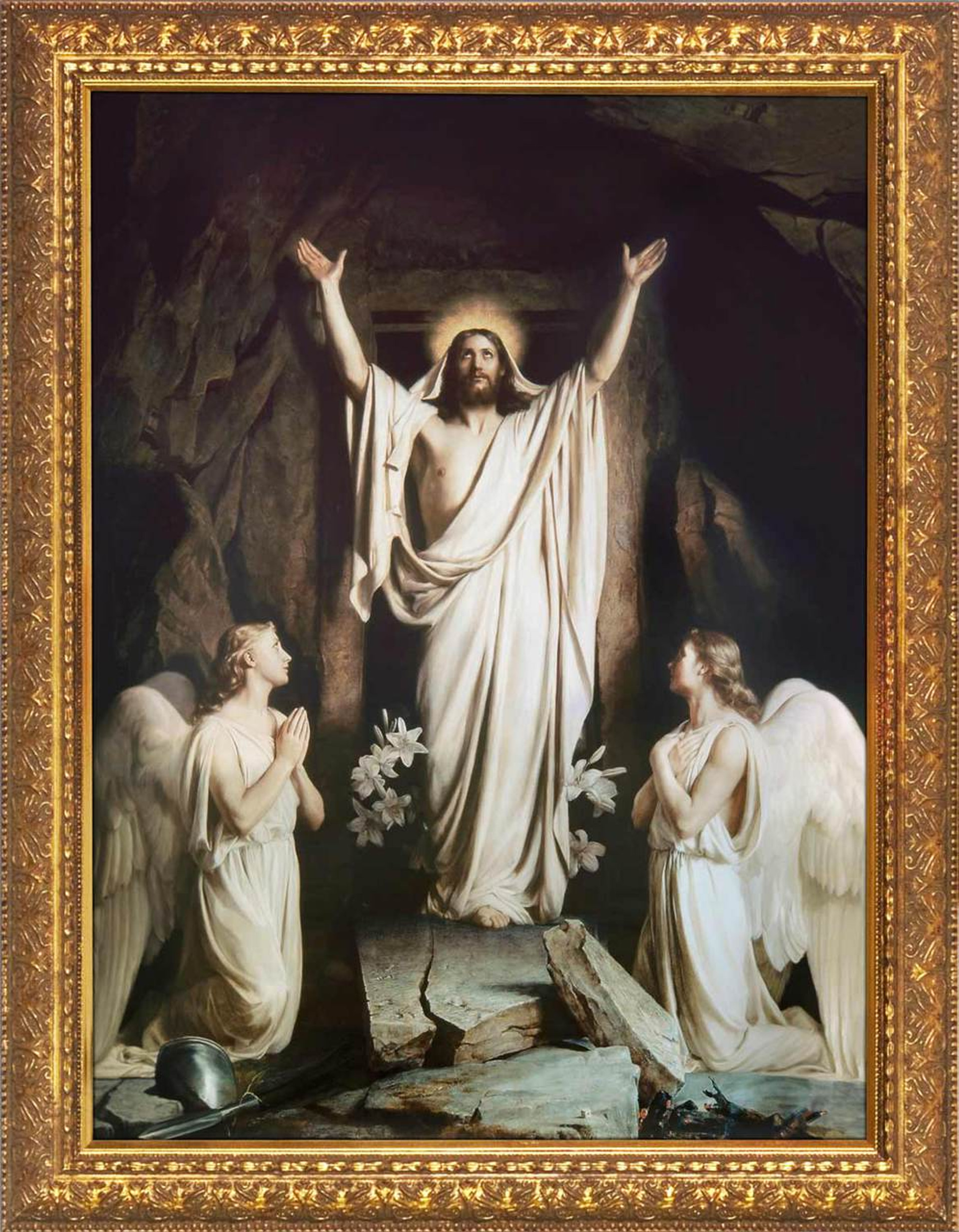The Resurrection by Carl Bloch - Gold Framed Art
