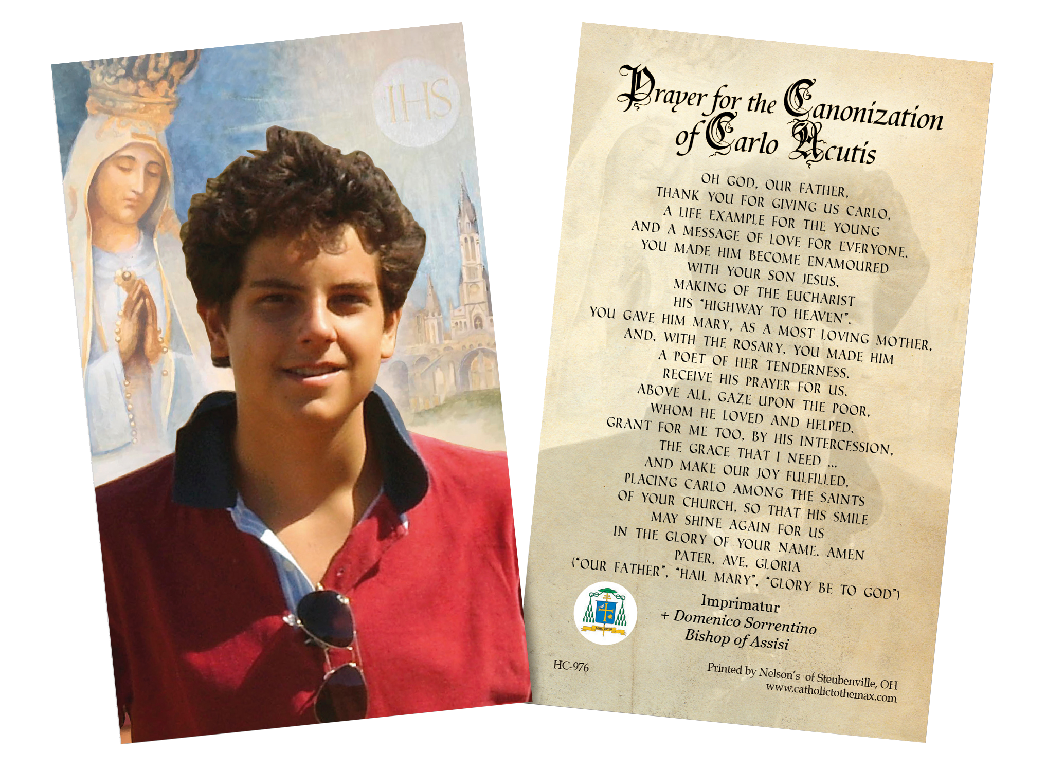 Prayer for Canonization of Carlo Acutis Holy Card 1