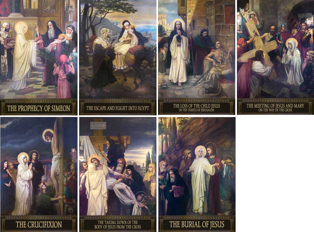 The Seven Sorrows of Mary Indoor Outdoor Aluminum Prints (Set of 7)