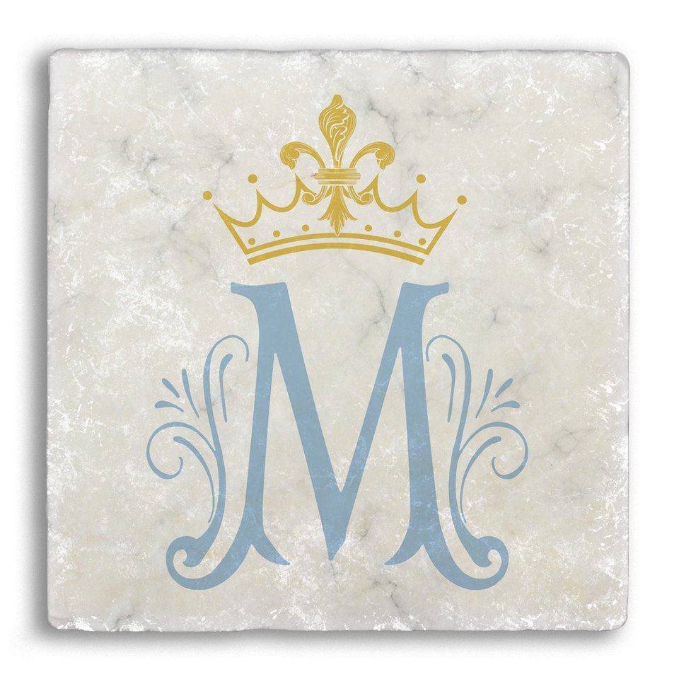 Marian Symbol Tumbled Stone Coaster