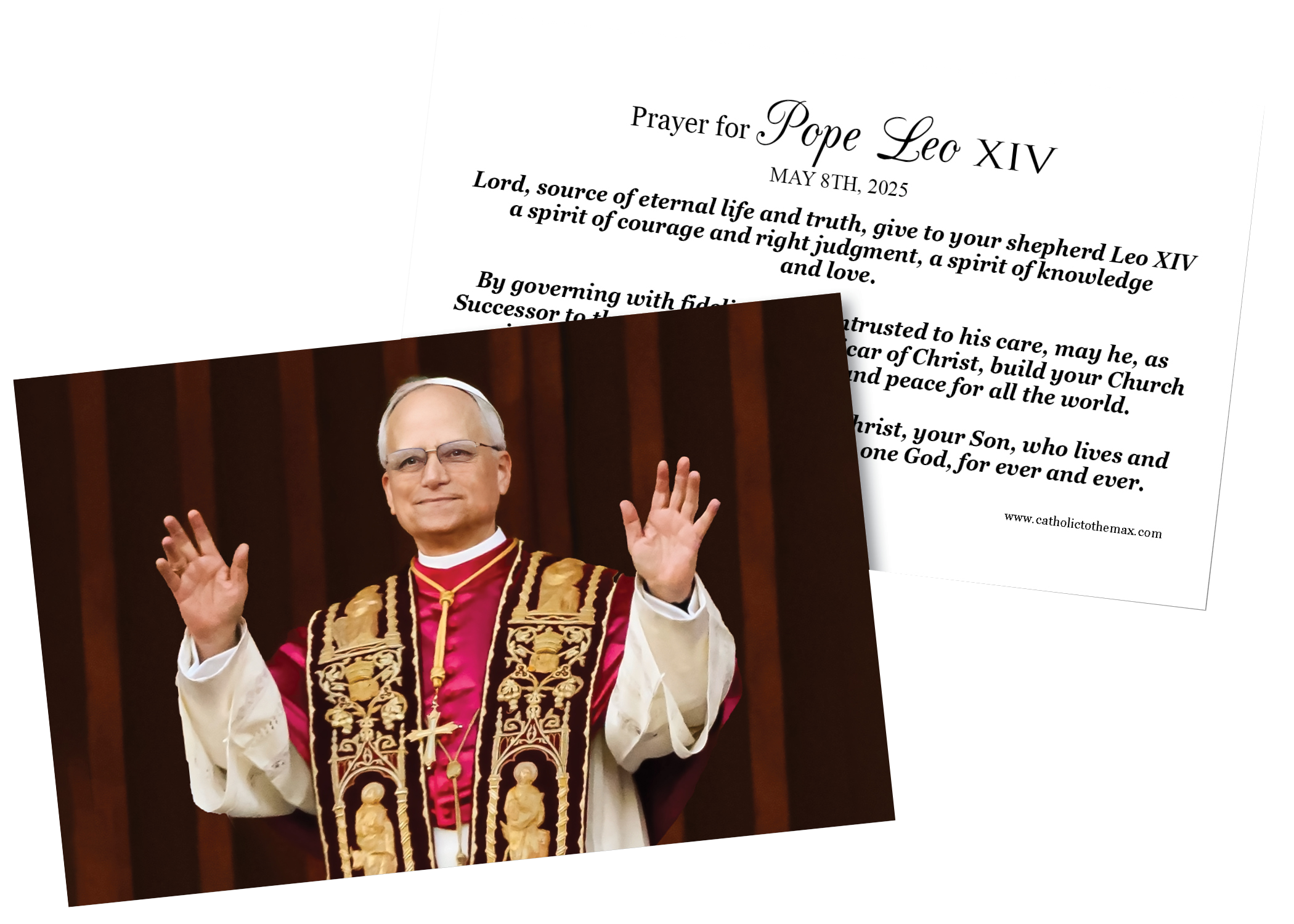 Pope Leo XIV Extending Arms in Blessing Holy Cards