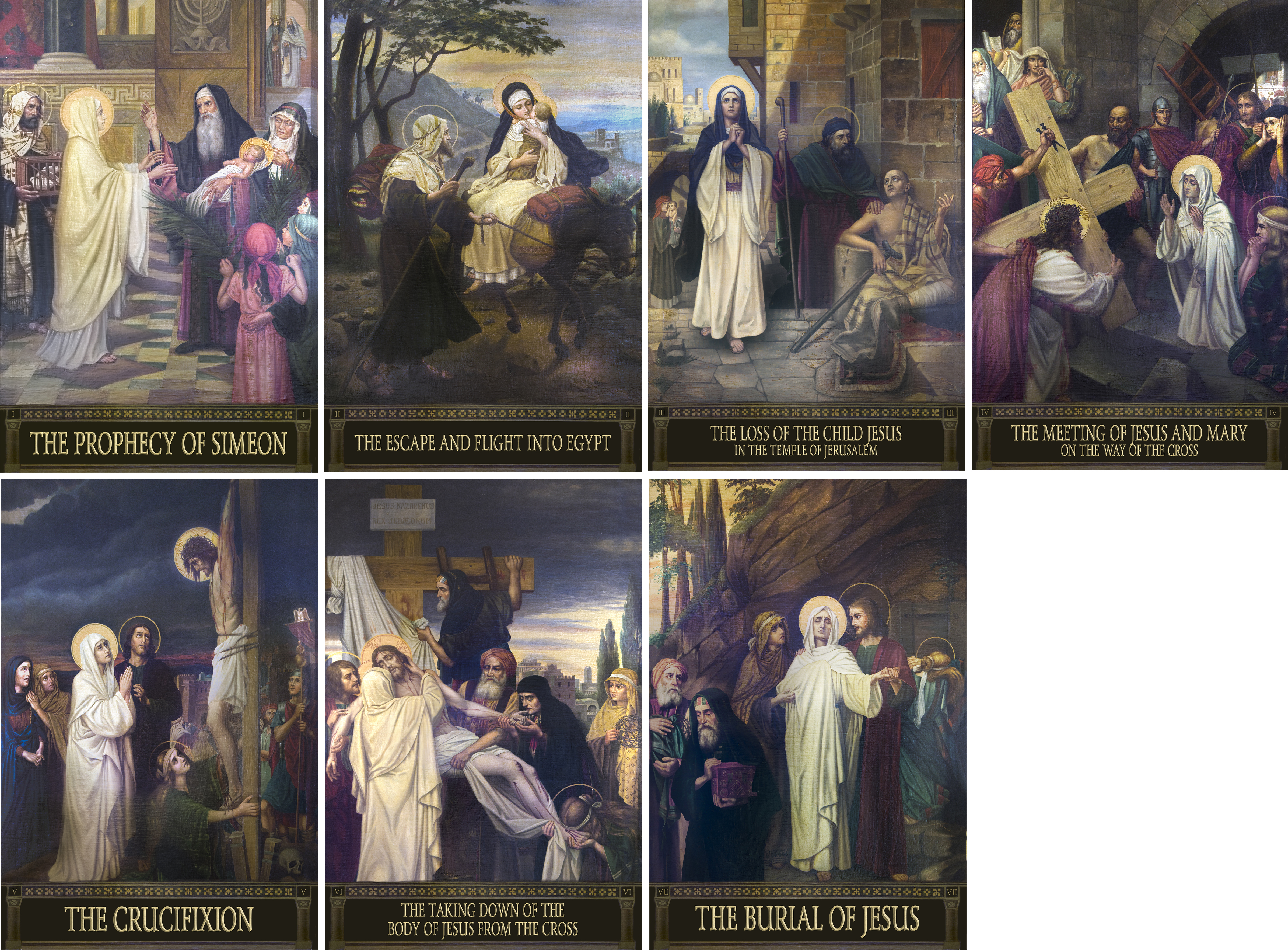 4x6 The Seven Sorrows of Mary Indoor Outdoor Aluminum Prints (Set of 7)