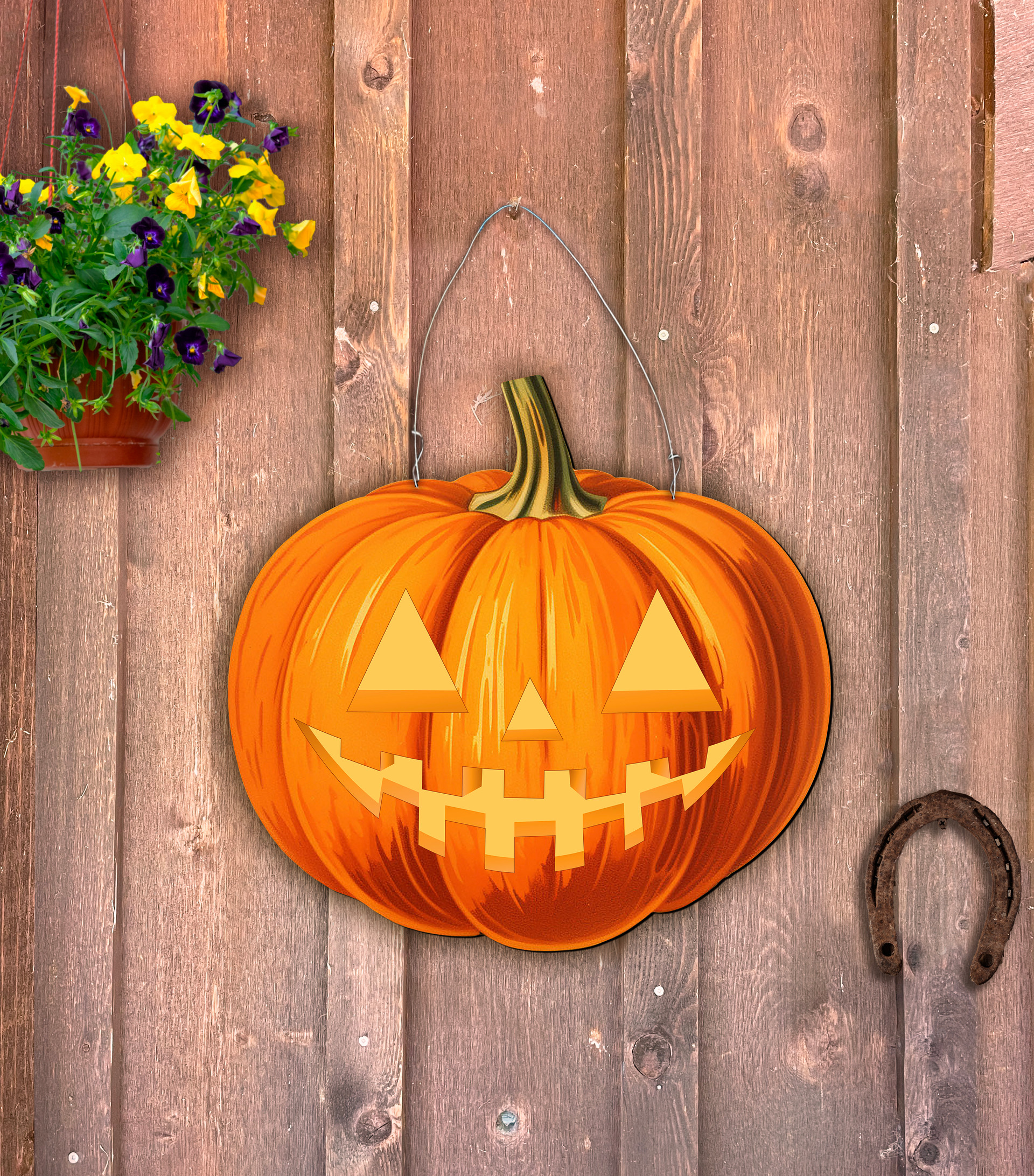 Outdoor Metal Art Glowing Jack o' Lantern