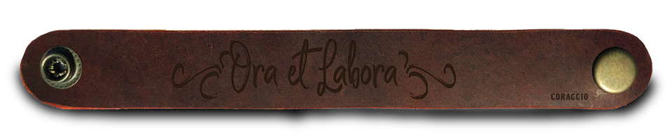 “Ora Et Labora“ Rustic Leather Bracelet