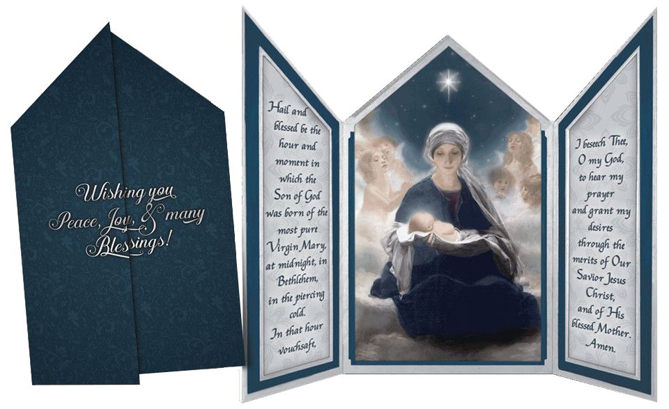 Star of Bethlehem Tri-fold Triptych Christmas Cards with St. Andrew Novena Prayer (Set of 12)