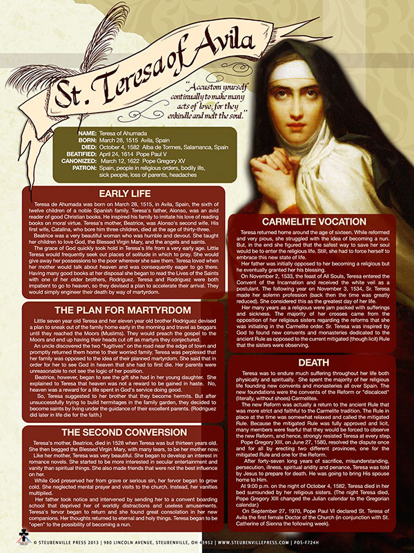 St. Teresa of Avila Explained Poster