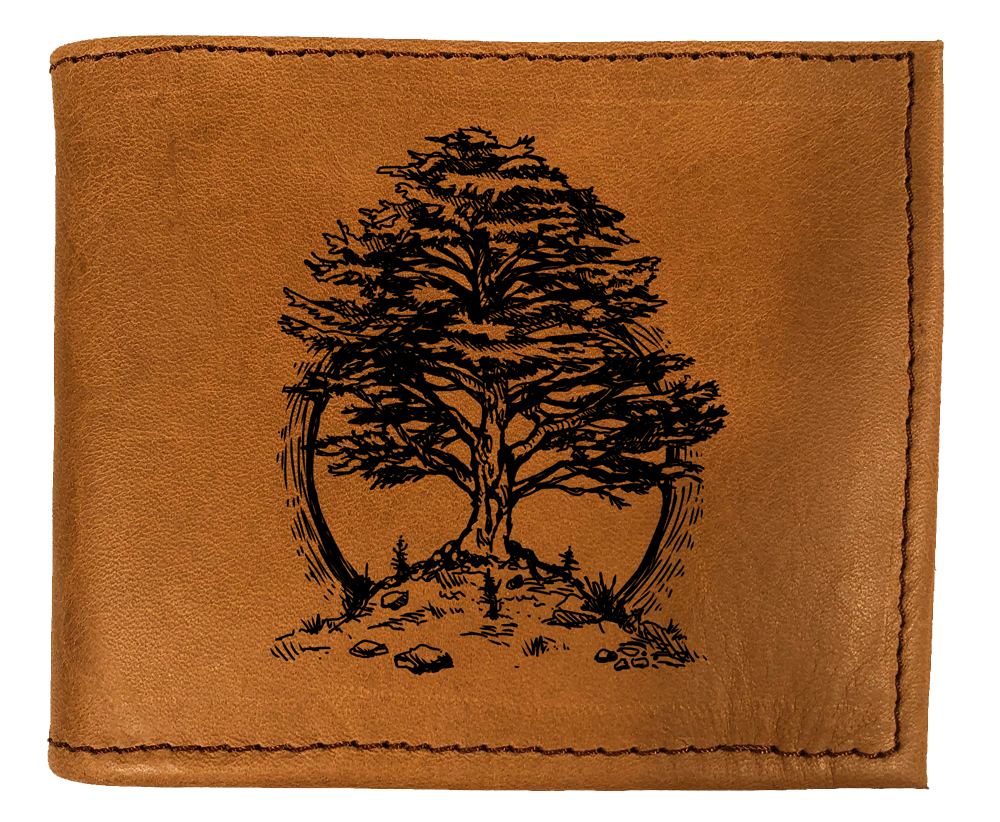 Cedar of Lebanon Bi-Fold Leather Wallet