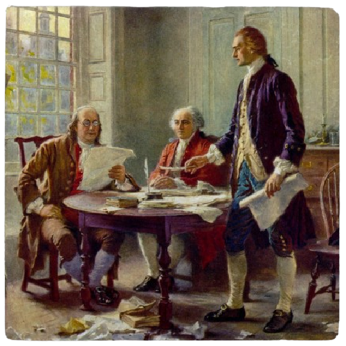 Writing the Declaration of Independence Tumbled Stone Coaster