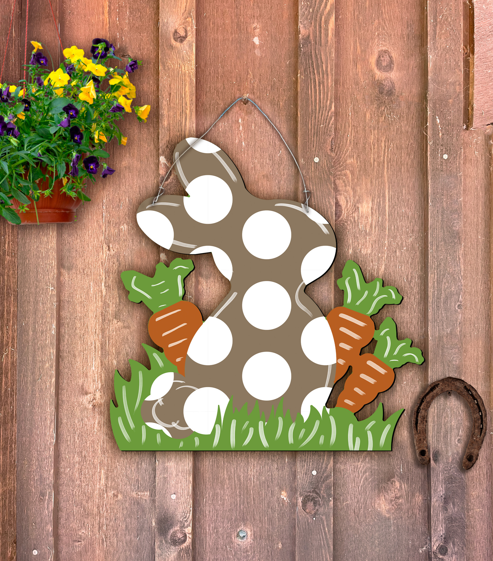 Outdoor Metal Art Rabbit with Carrots