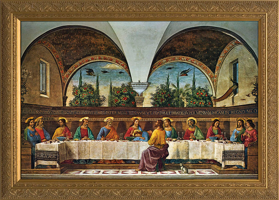 Last Supper by Ghirlandaio - Gold Framed Art