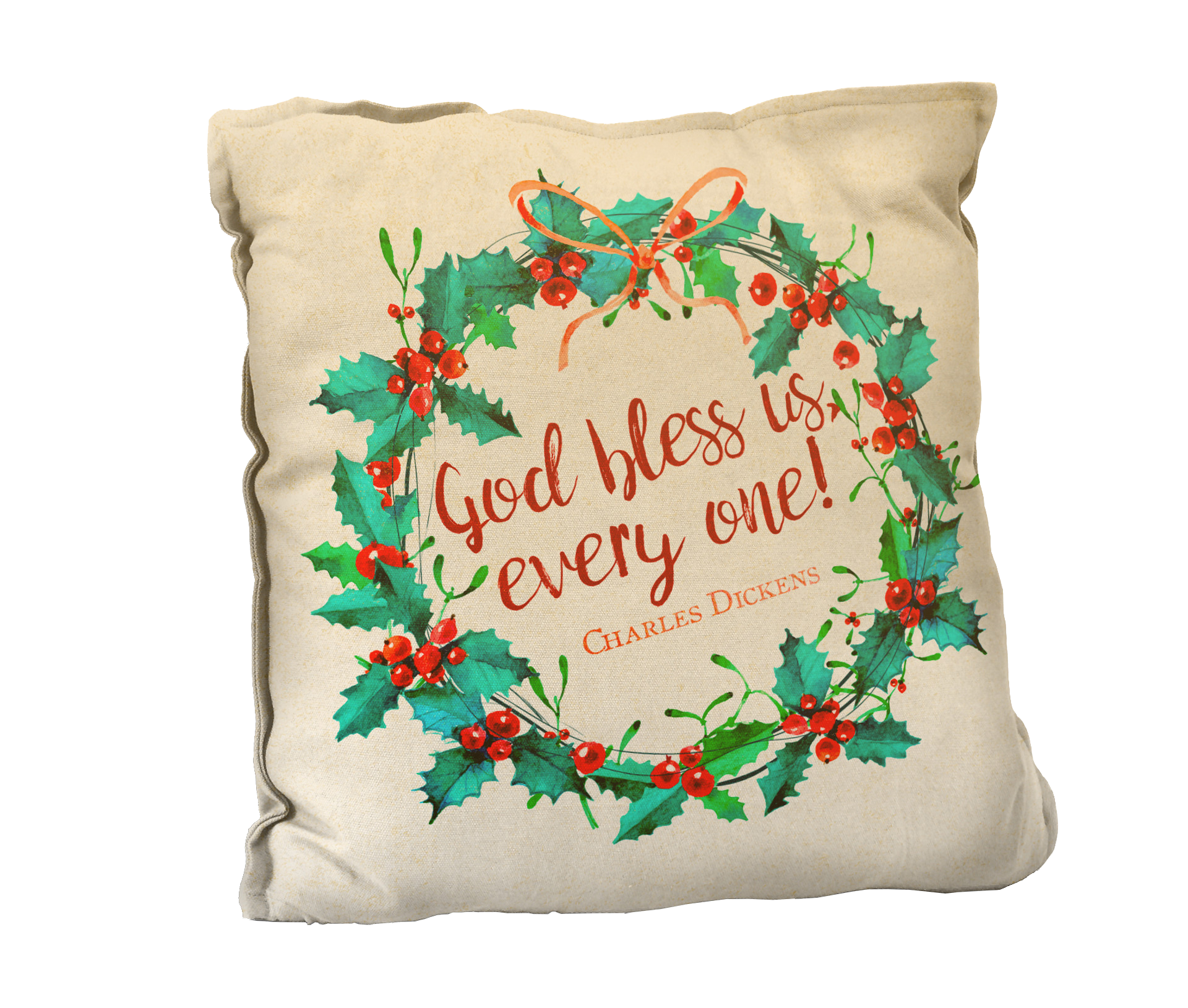 “God Bless Us, Every One“ Rustic Pillow