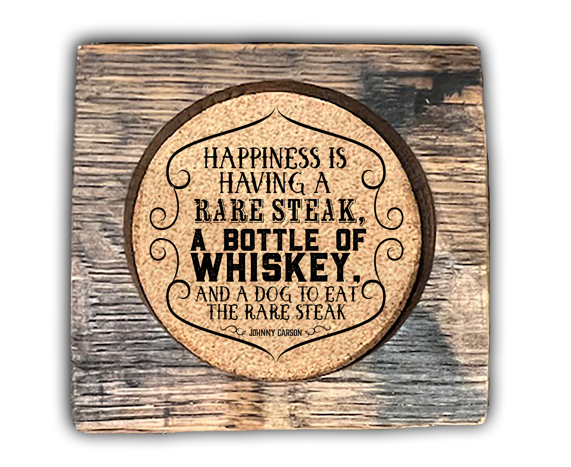 “Happiness“ Barrel Stave Coaster