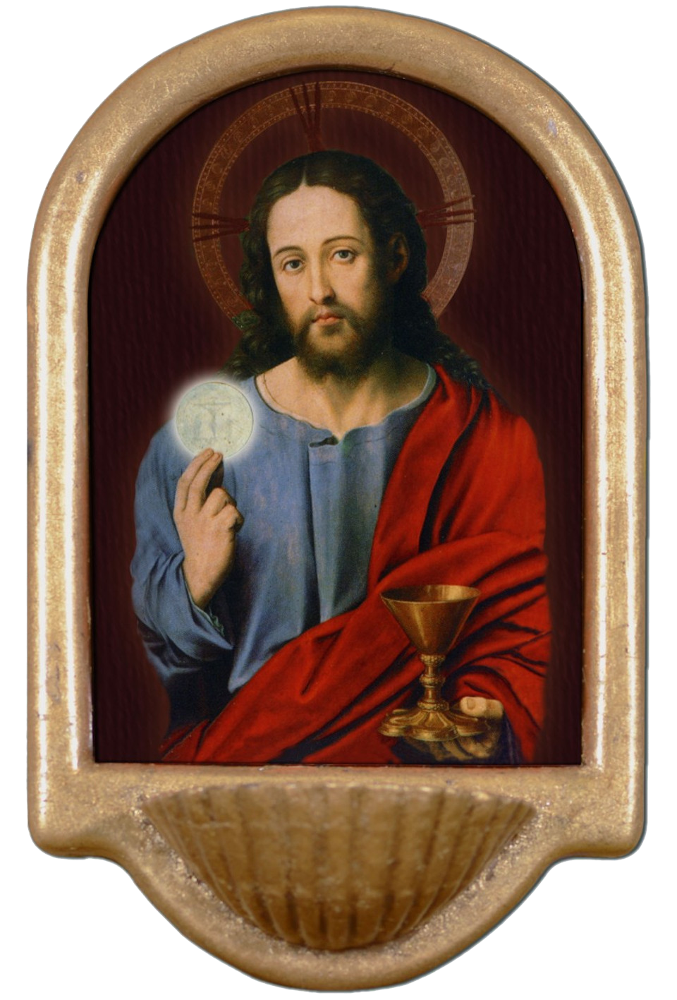 Christ with Eucharist Holy Water Font