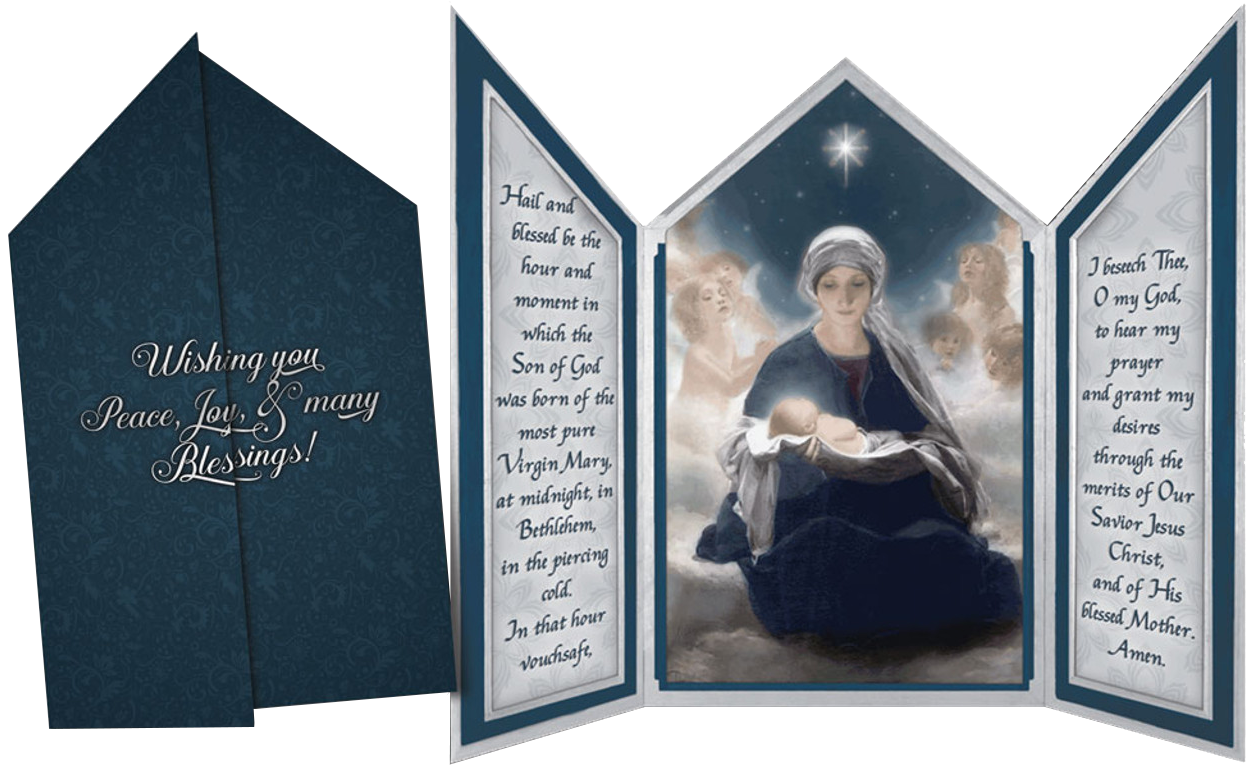 Star of Bethlehem Tri-fold Triptych Christmas Cards with St. Andrew Novena Prayer (Set of 12)