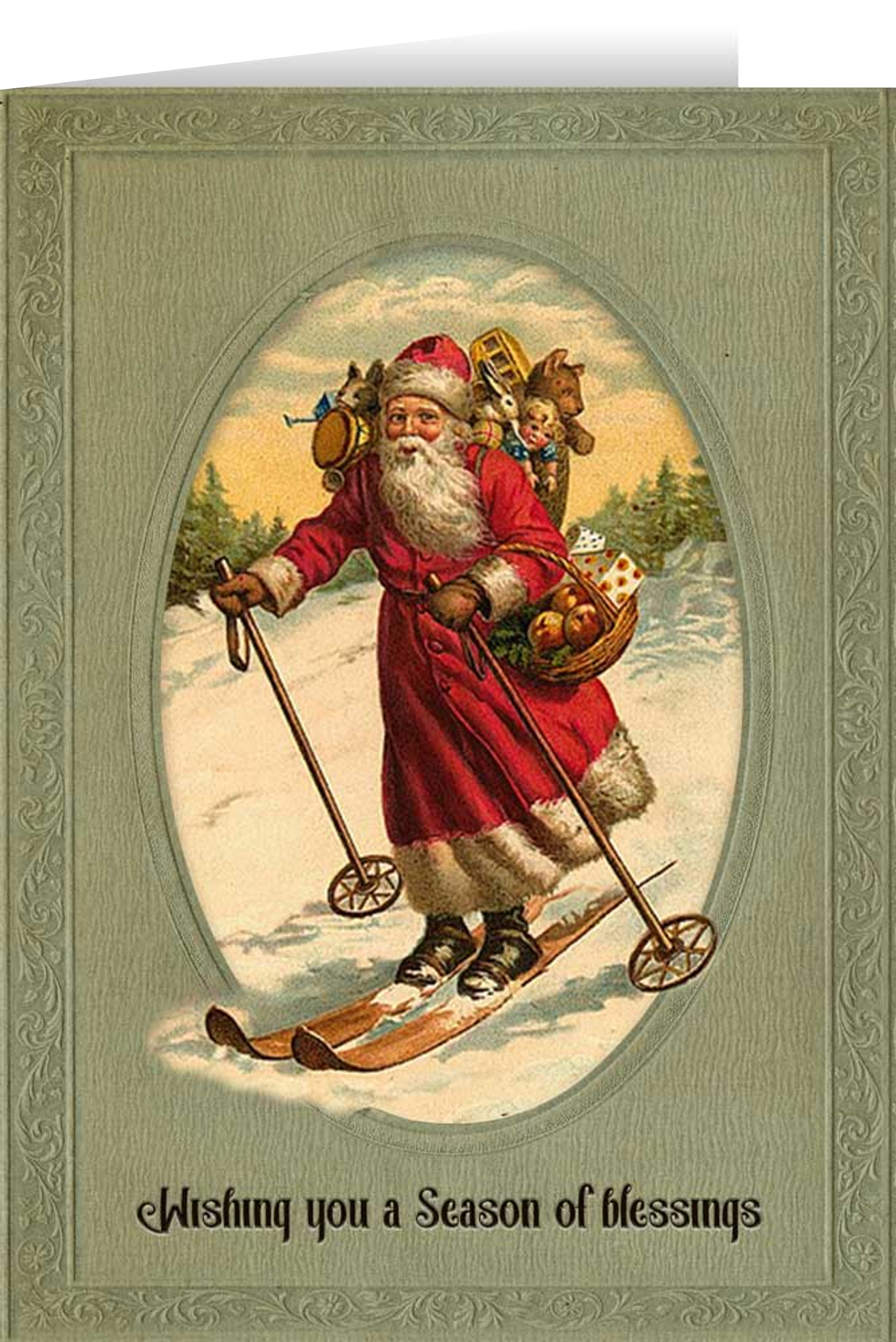 Vintage Santa Skiing Christmas Card (box of 25)