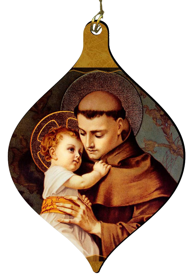 St. Anthony with Jesus Wood Ornament