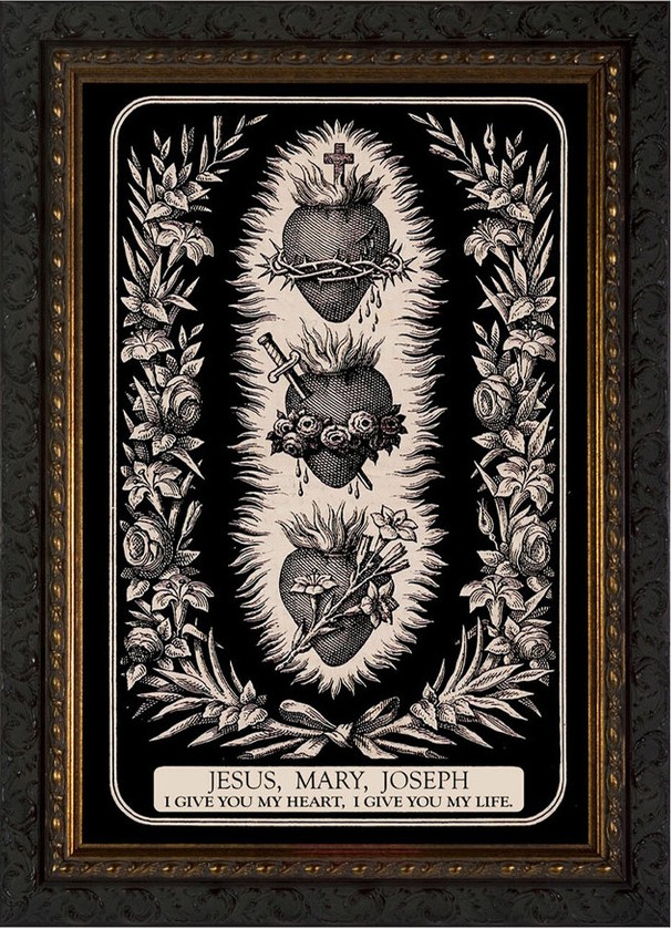 Three Hearts of the Holy Family - Ornate Dark Framed Art