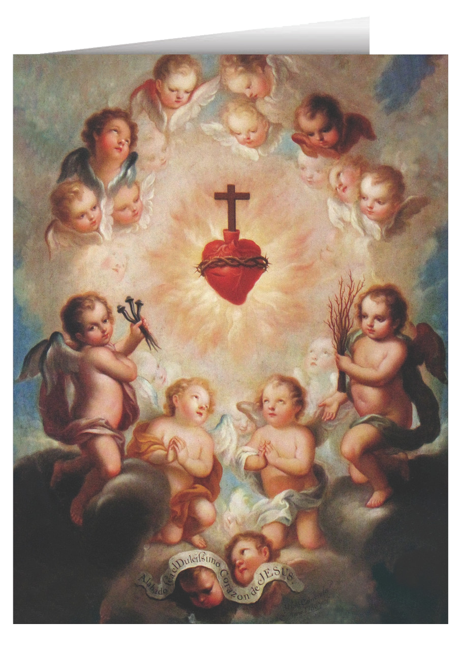 Sacred Heart with Angels Note Card