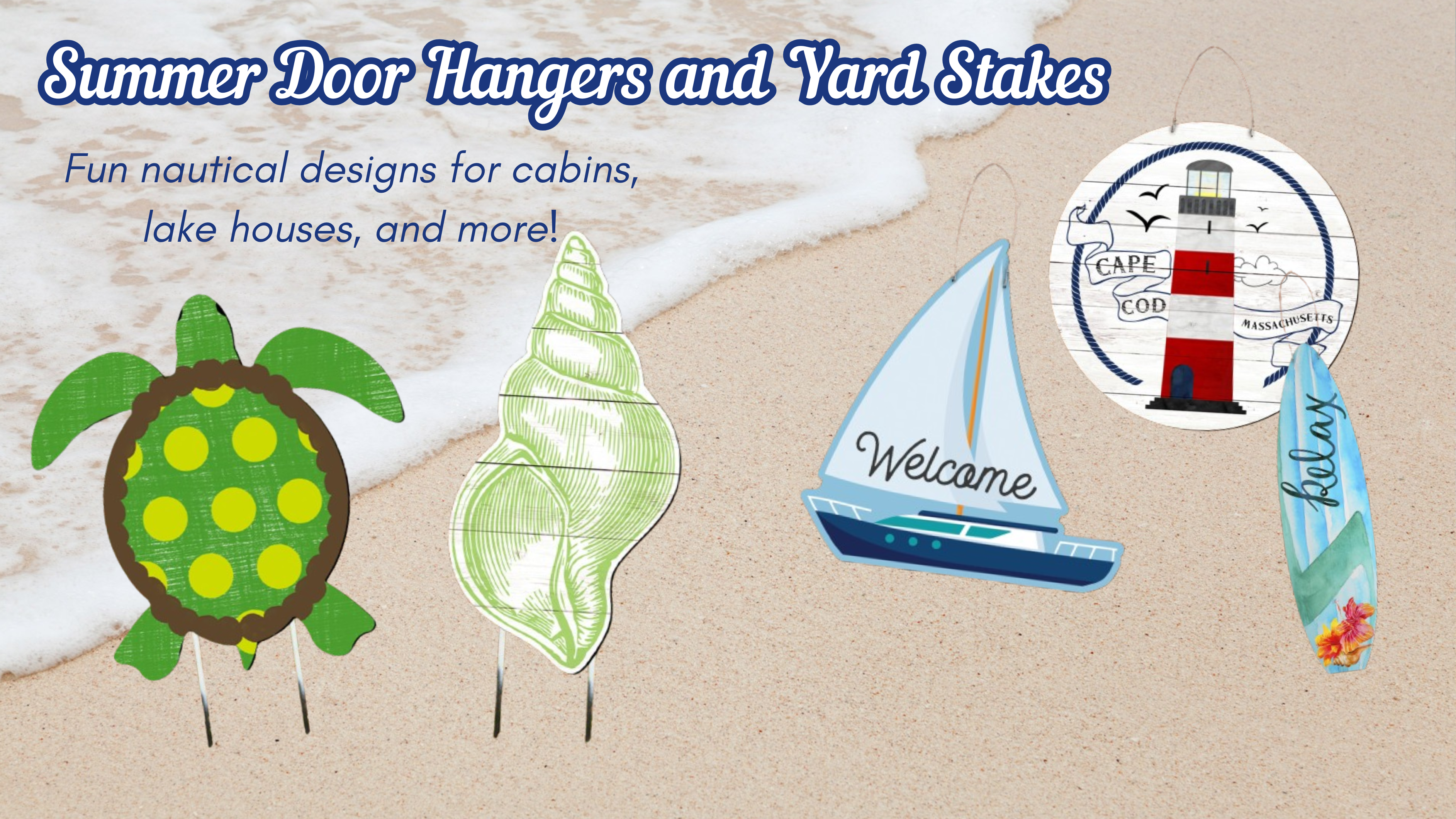 Nautical Summer Doorhangers and Yard Stakes