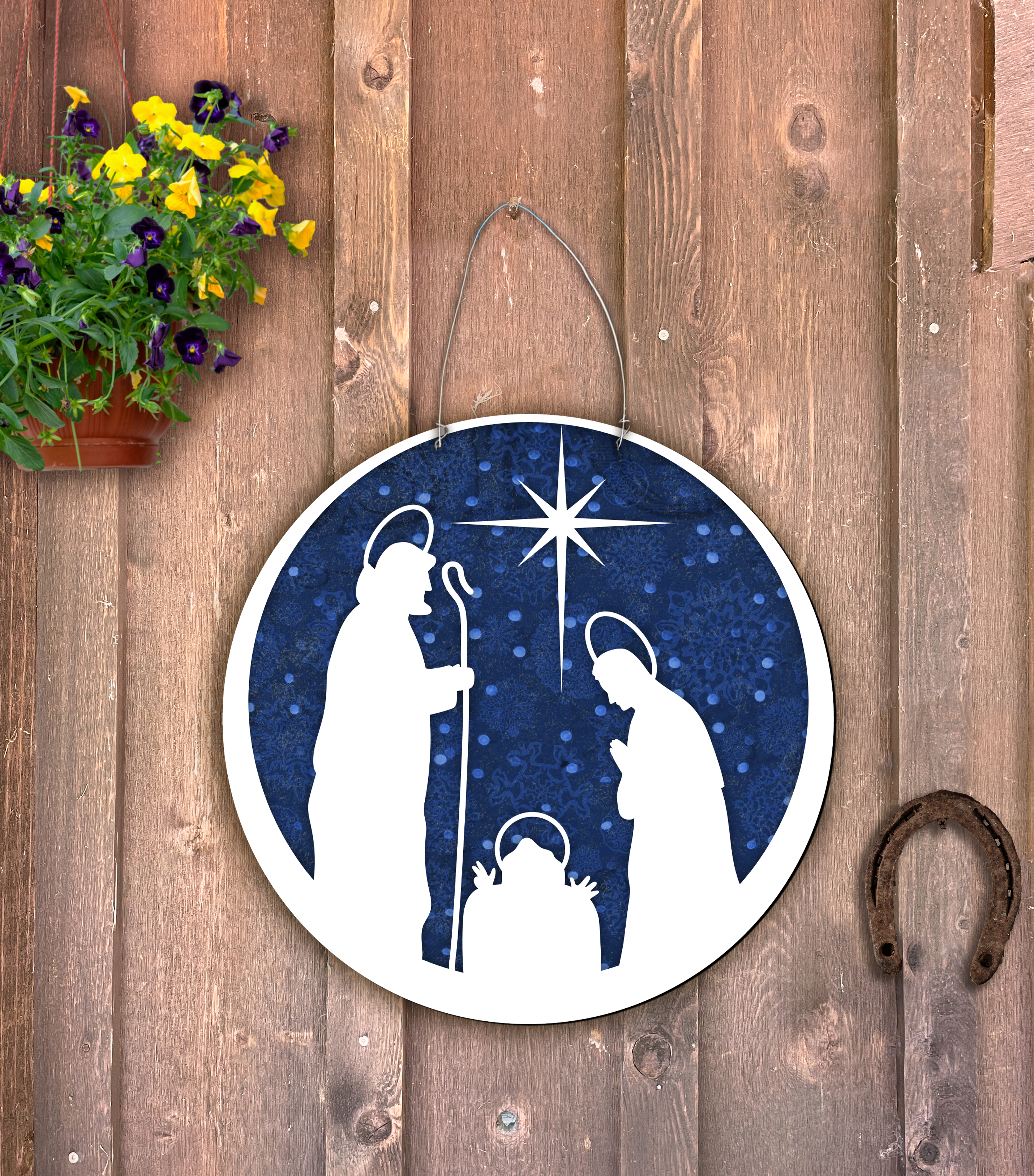 Outdoor Metal Art Round Nativity