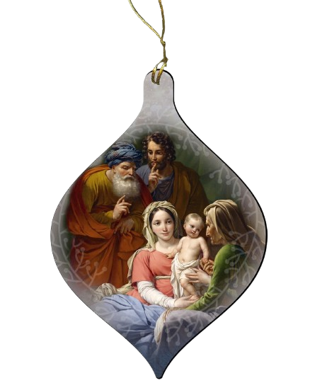 Holy Family with Grandparents Joachim and Anne Wood Ornament
