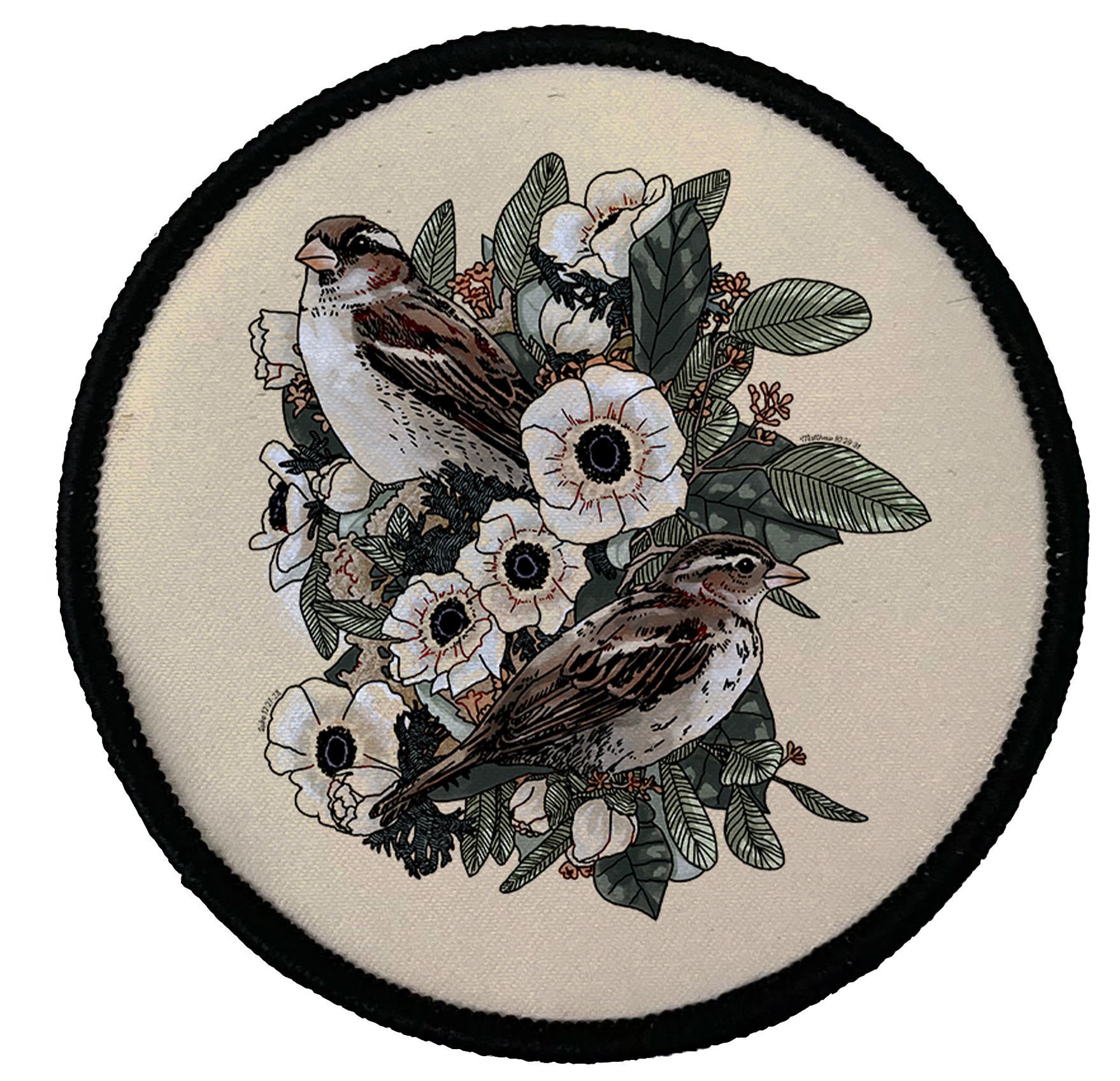 CORAGGIO Lilies and Sparrows Circle Patch