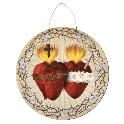 Sacred and Immaculate Heart Emblem Door Hanger
