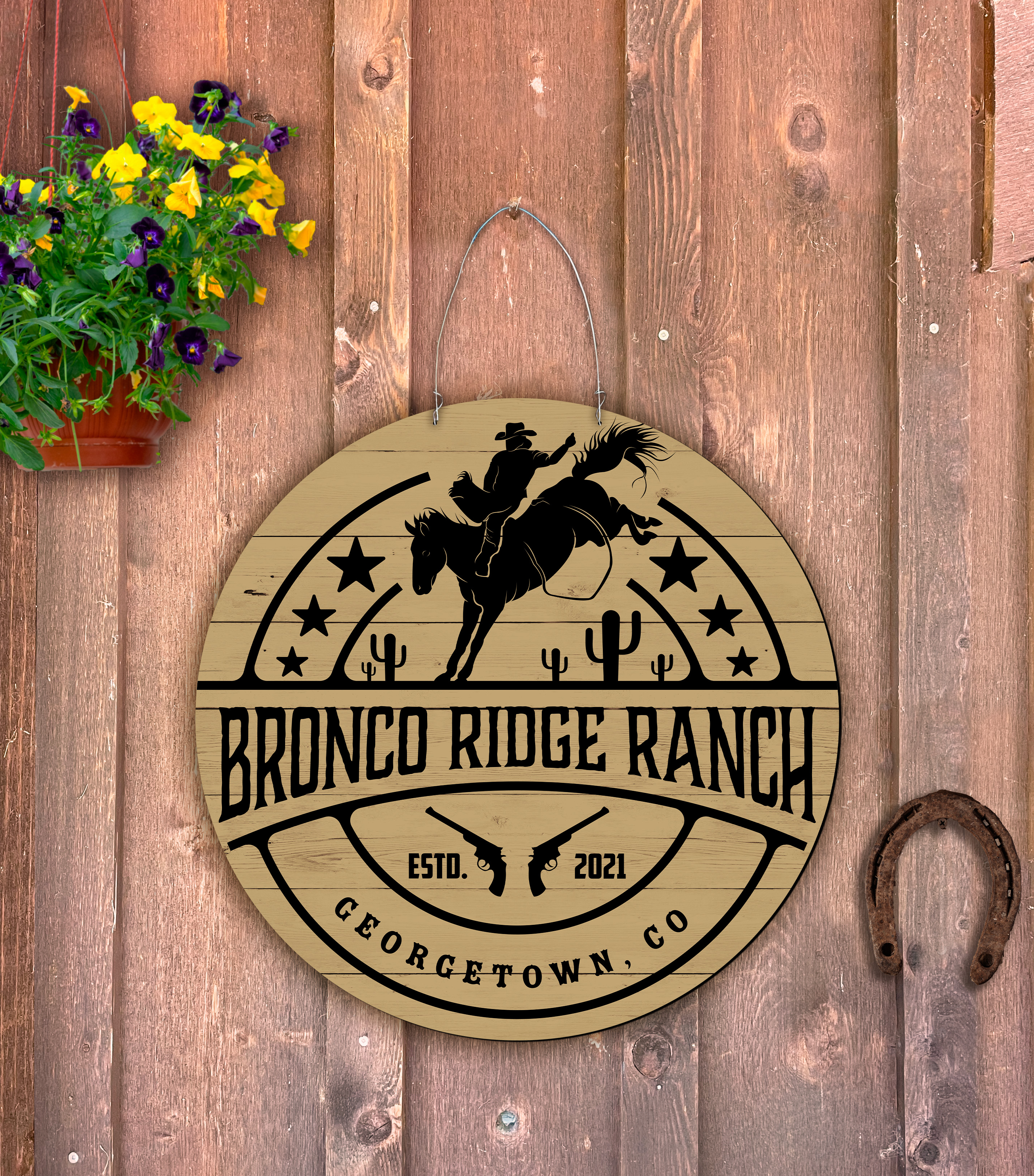 Outdoor Metal Art Ranch Sign (Customizable)