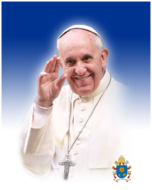 Pope Francis Waving Formal Commemorative Sleeved Print