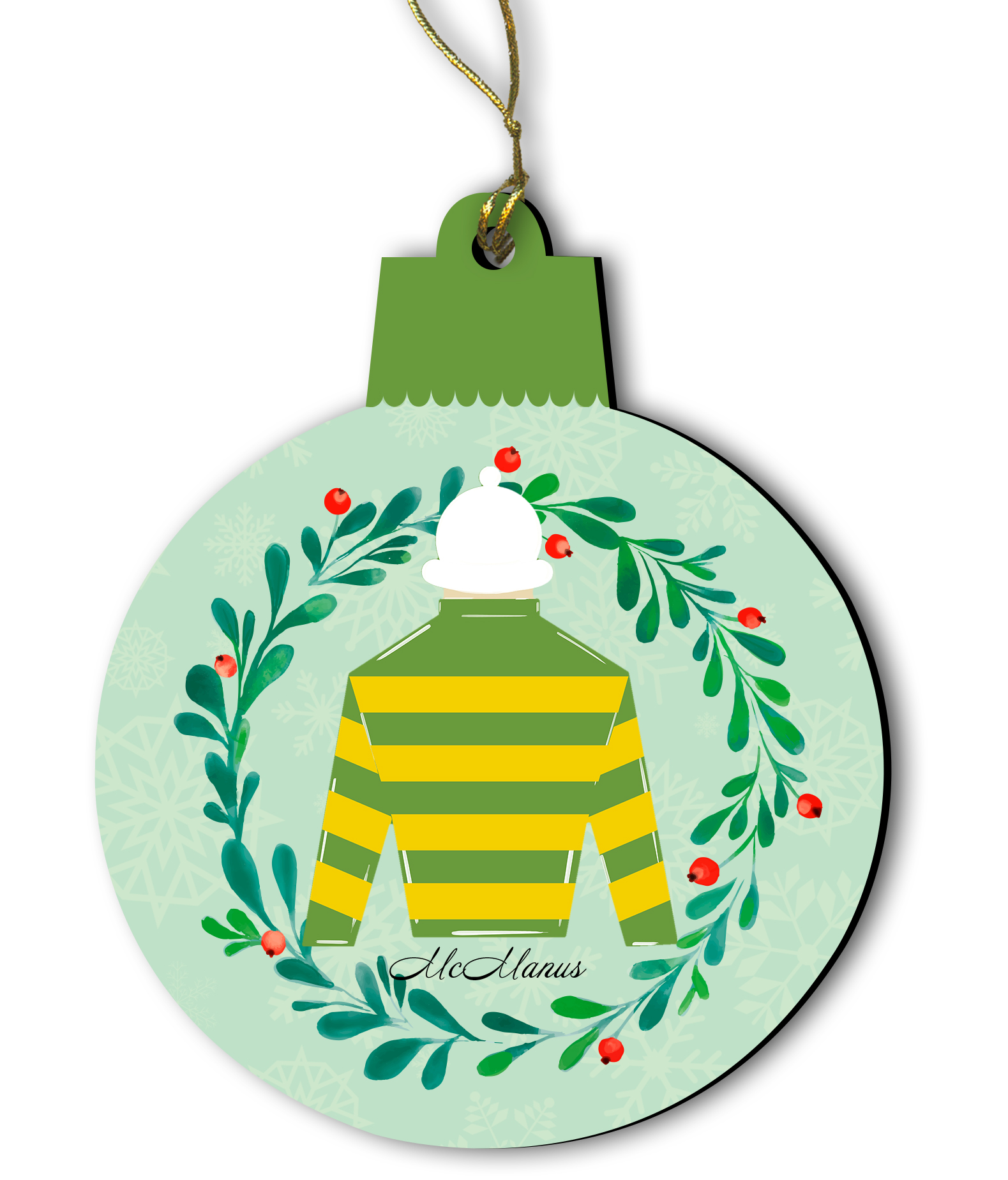 McManus Jockey Silk Wooden Ornament