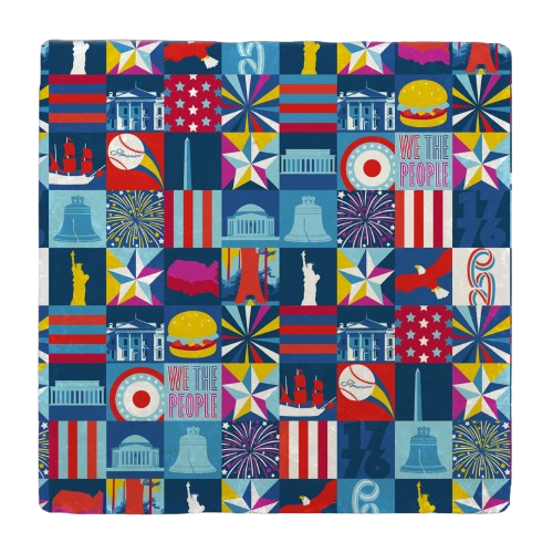 Patriotic Pattern Tumbled Stone Coaster