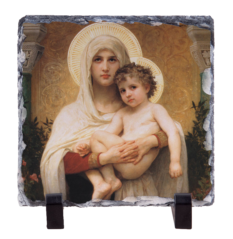 Madonna of the Roses Square Slate Tile