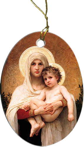 Madonna of the Roses Oval Ornament