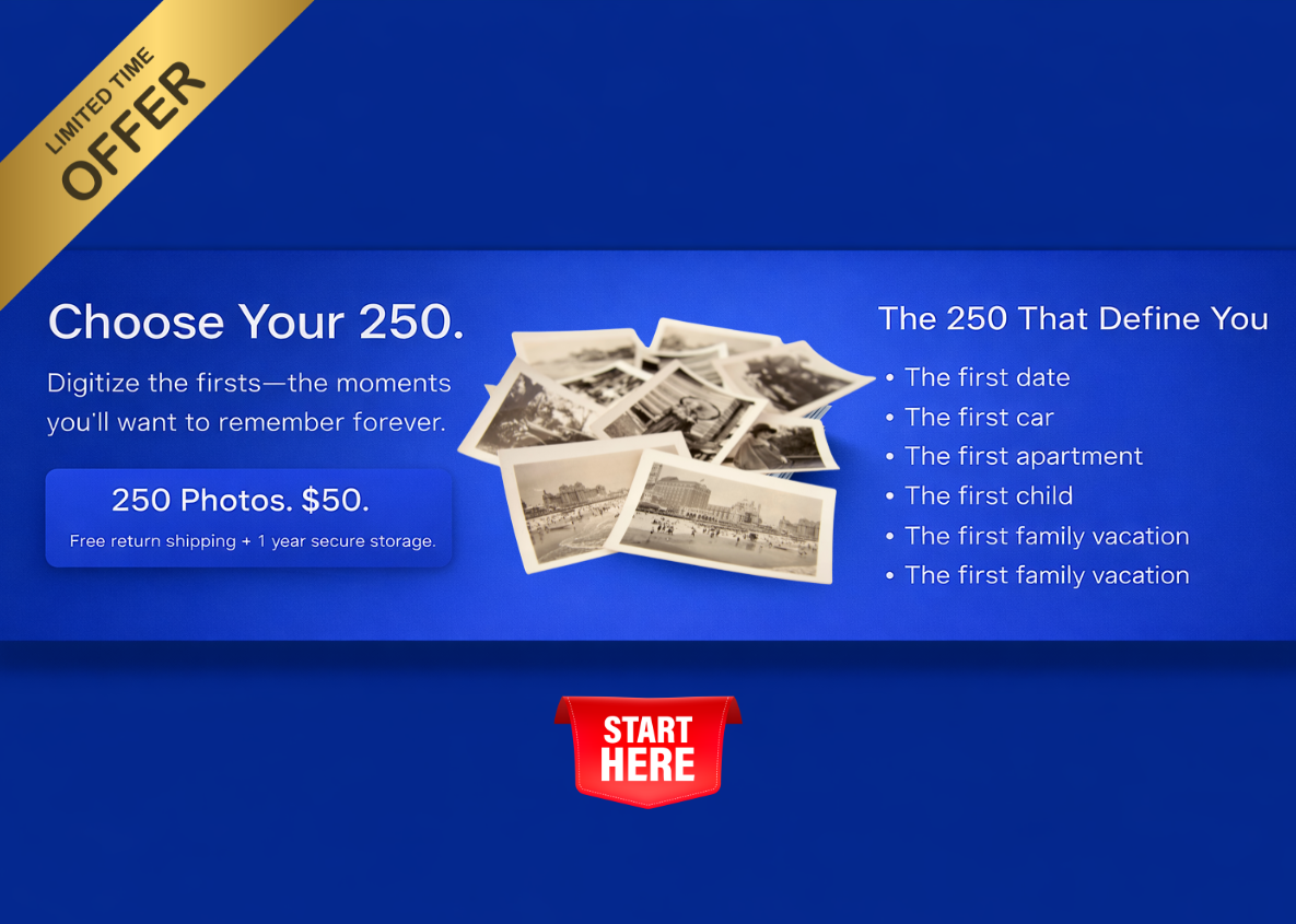 Scan 250 pictures for $50 + free return S/H.