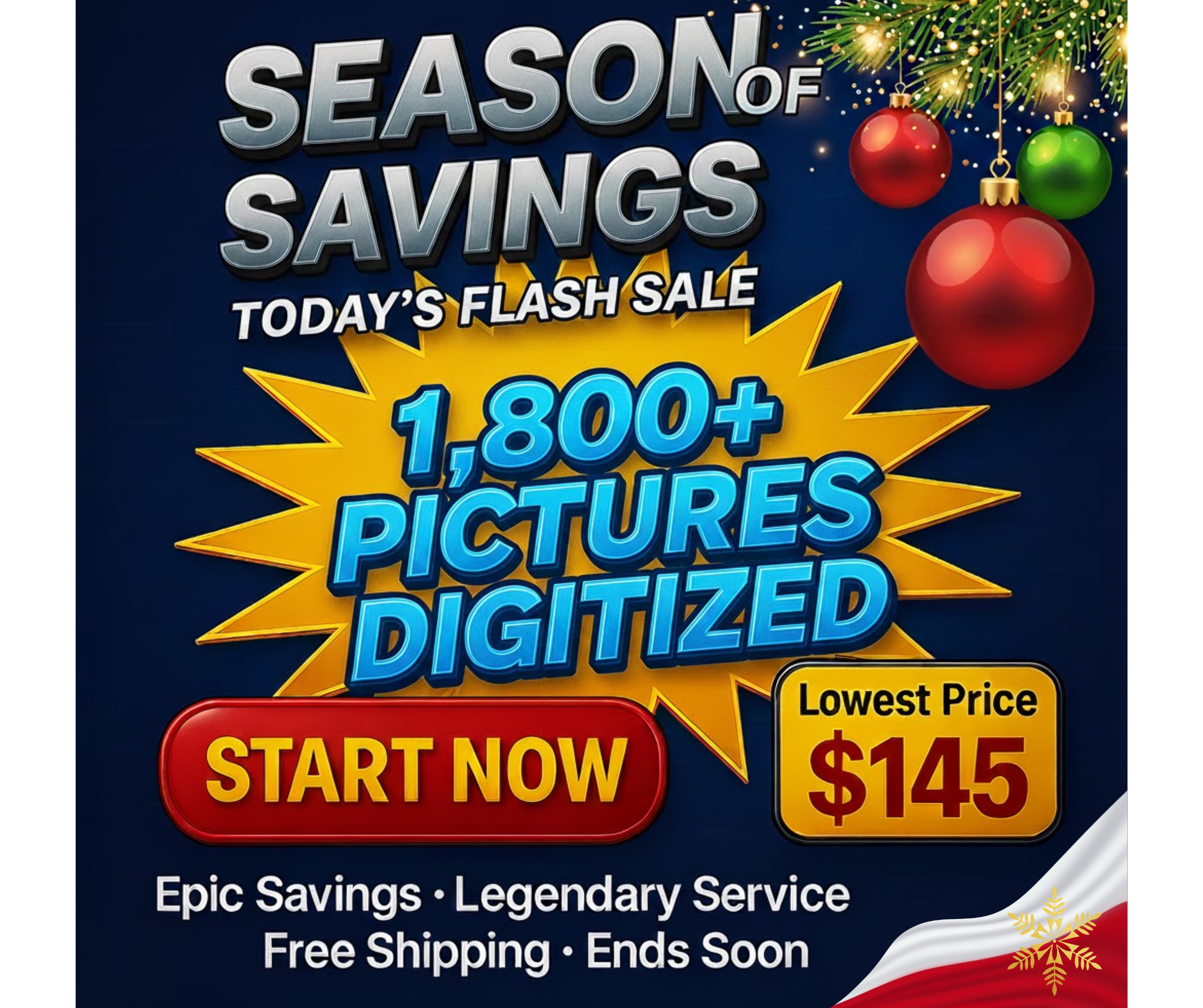 1800+ pictures scanned for $145 + free delivery included. Was $290.