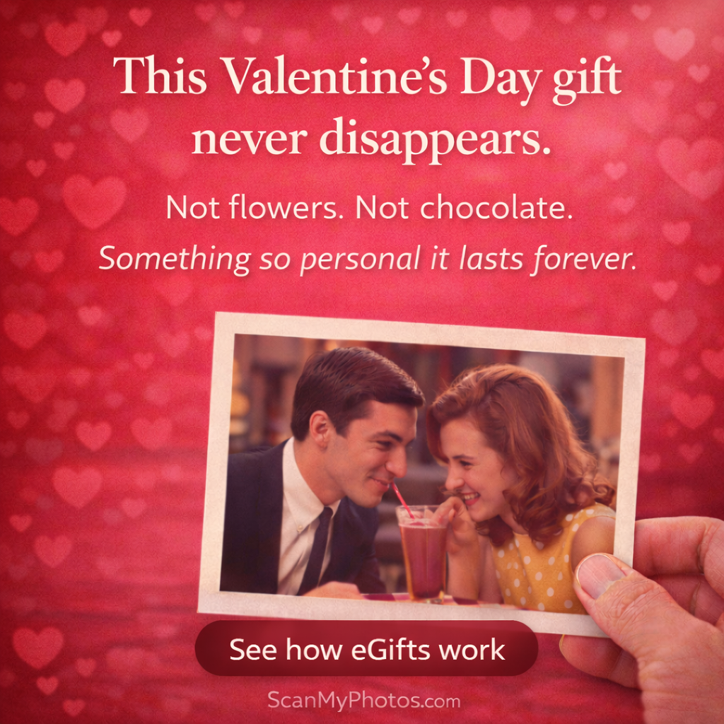 Valentine's Day last minute photo scanning eGift certificates.