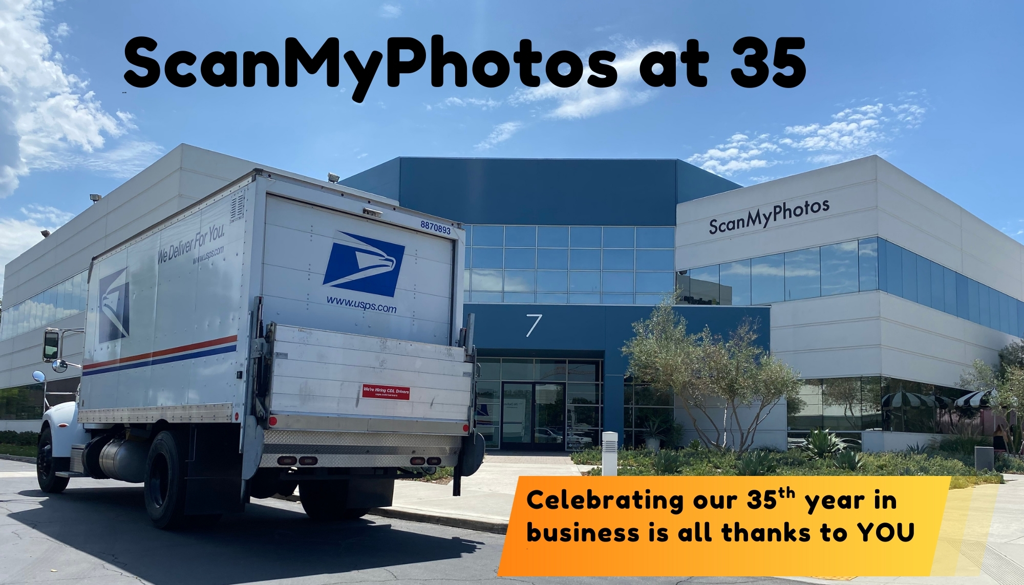 outside ScanMyPhotos headquarters in Irvine, CA 