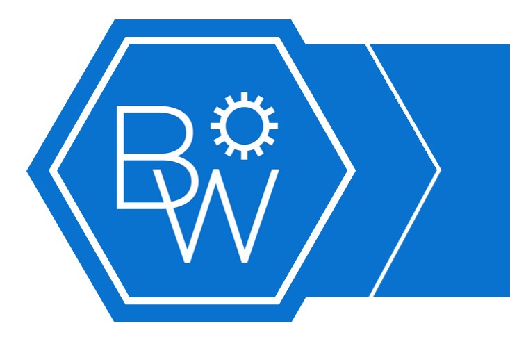BrightWorks logo in hexagon shape art